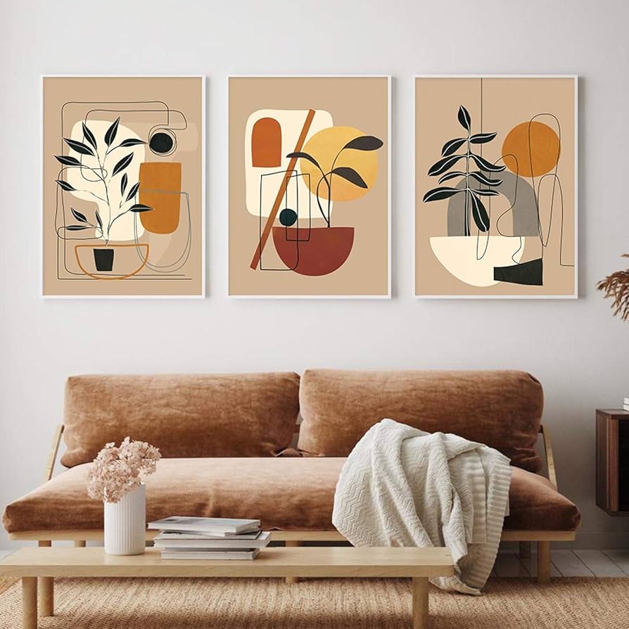 Amazon.co.jp: モダン抽象キャメルカラー静物リーフ自由奔放に生きる