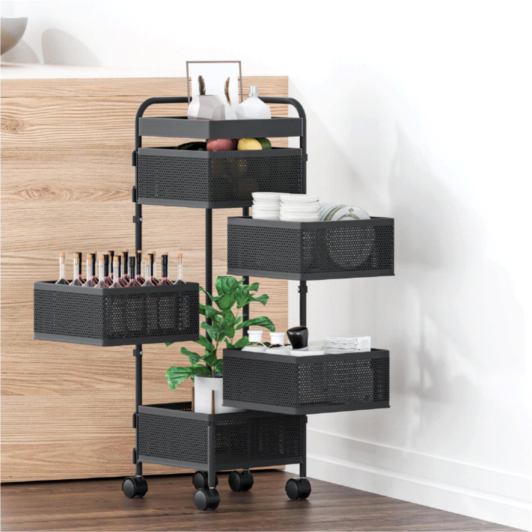 Amazon.co.jp: TKUIN キッチンワゴン 調味料 収納 カート キャスター