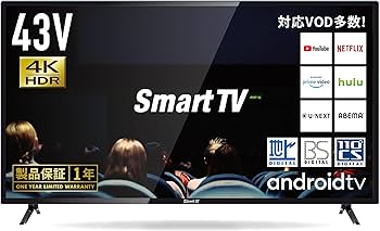 Amazon | SmartTV 43V型 4K対応 HDD録画対応 2021年モデル スマート