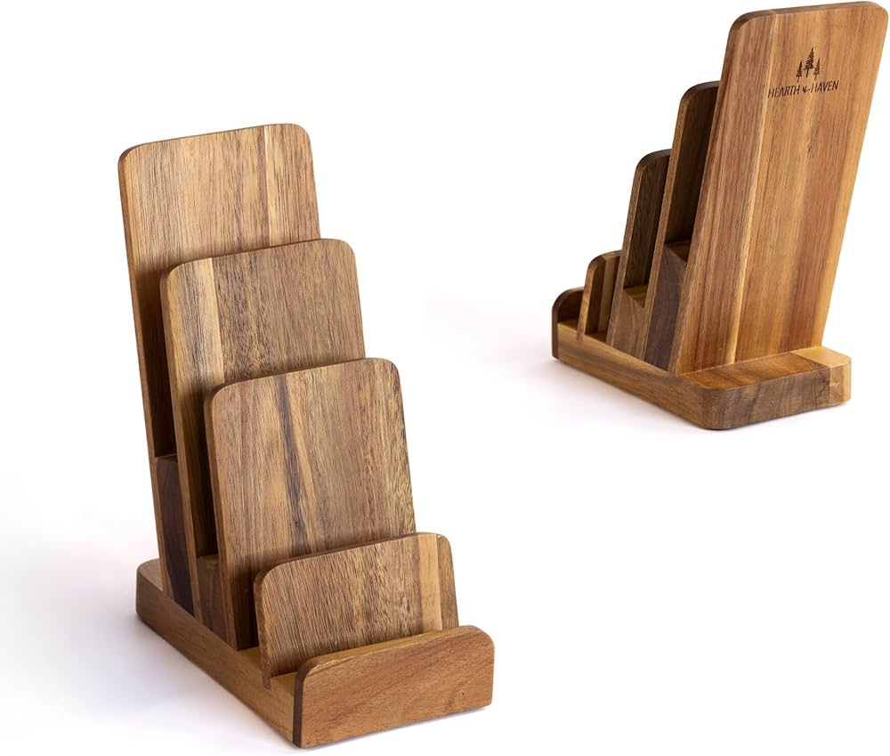 Amazon | パンフレットホルダー - 4段アカシア木製パンフレット