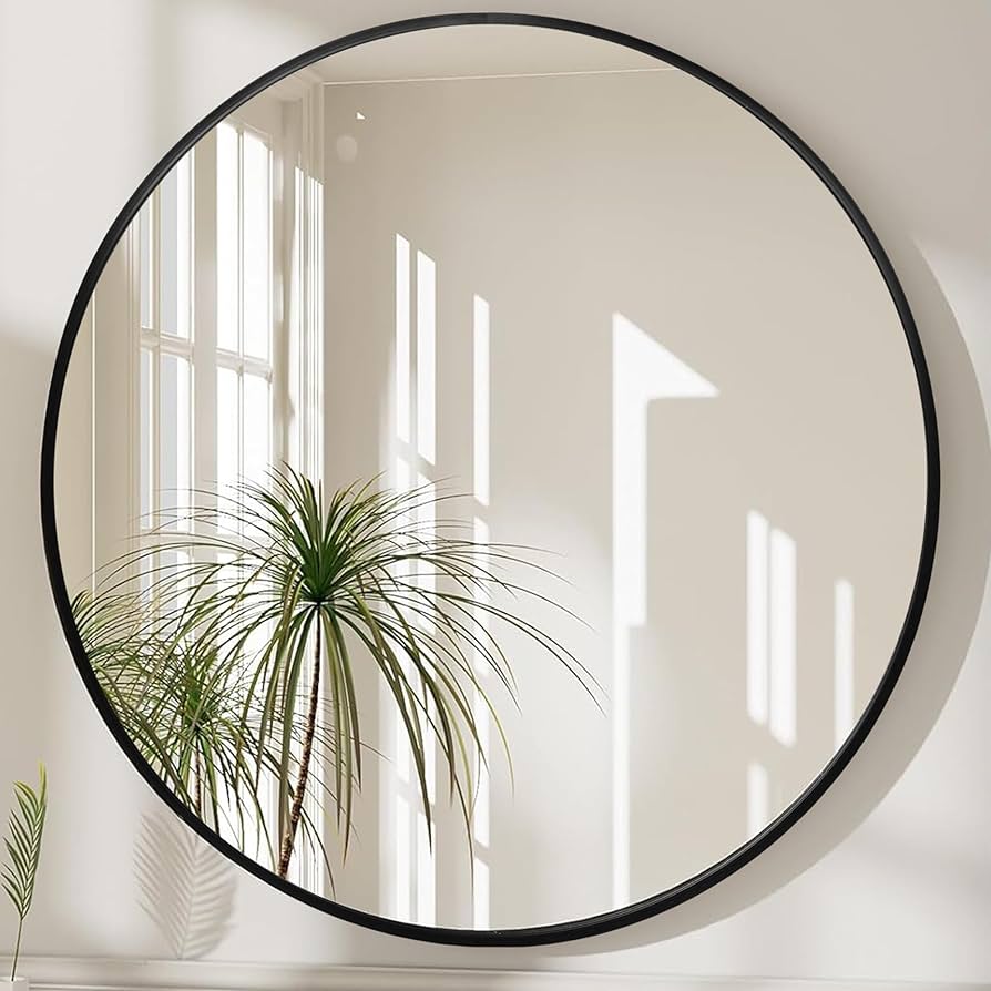 Amazon.co.jp: ミラー 鏡 壁掛け 丸型 (ブラック, 30CM) : ホーム