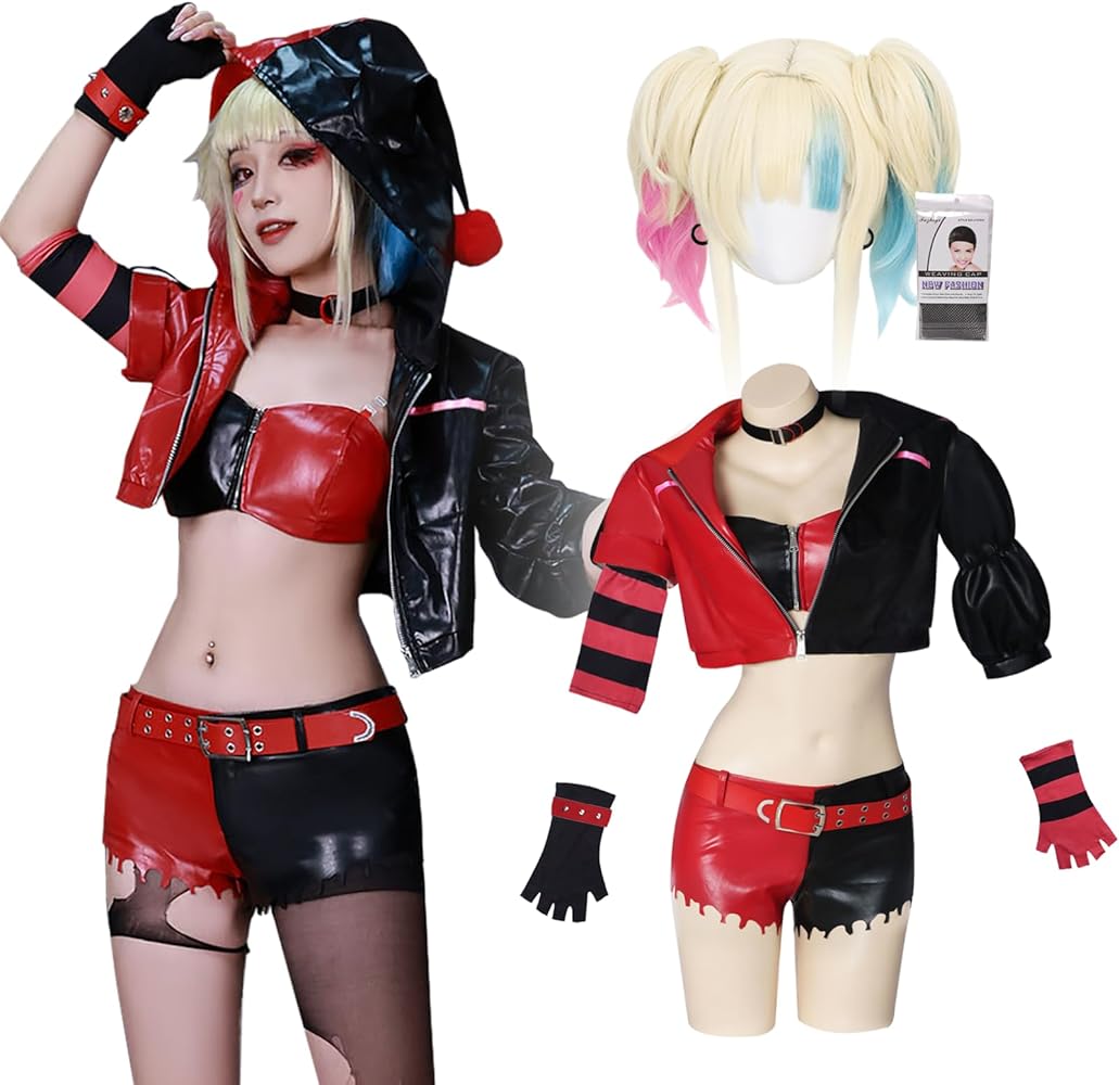 Amazon.co.jp: [milky time] ウィッグ付き ハーレイ・クイン コスプレ