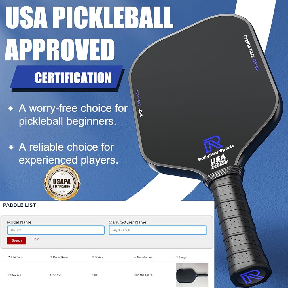 Amazon.co.jp: カーボンファイバーピックルボールパドル、USAPA承認の
