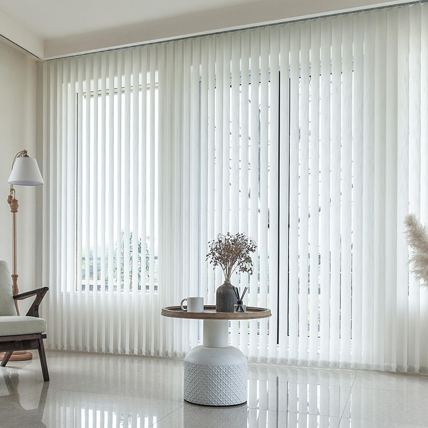 Amazon｜LRYELWA ホワイト 調光 バーチカルブラインド 遮光垂直