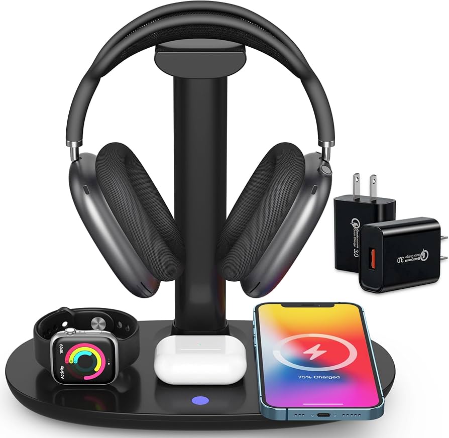 Amazon.co.jp: Sammery ヘッドホンスタンド ワイヤレス充電器付き