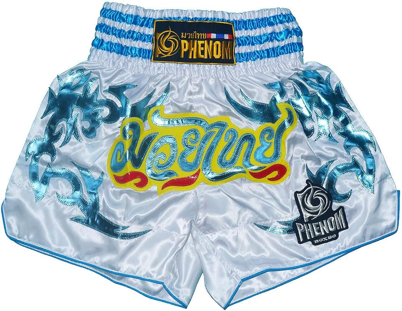 Amazon.co.jp: PHENOM フェノム ムエタイパンツ#13 白スカイブルー