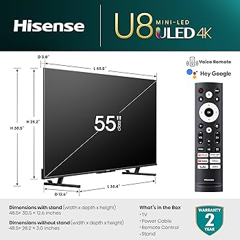 Amazon.com: Hisense 55-Inch Class U8 Series Mini-LED ULED 4K UHD