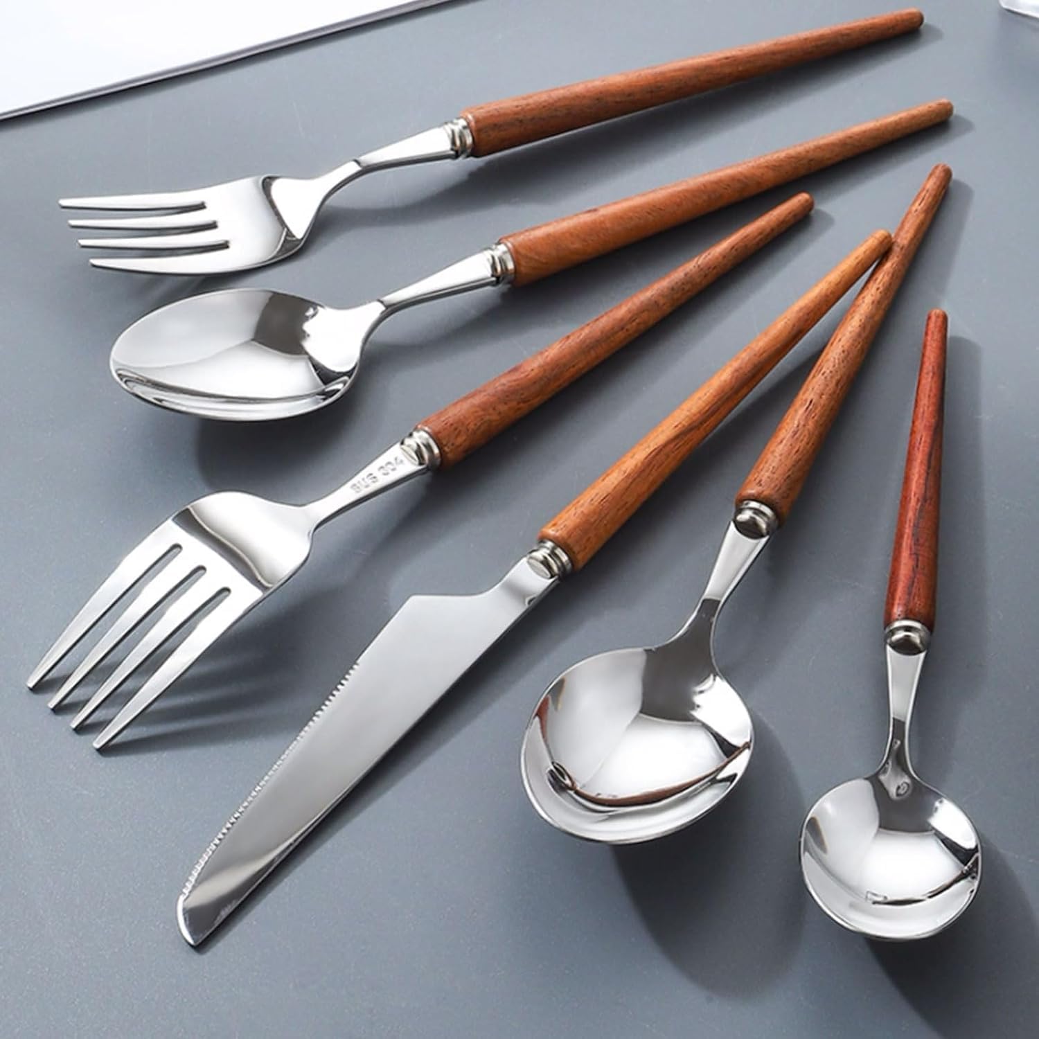 Amazon｜カトラリーセット カトラリーセット 木製ハンドル ナイフ