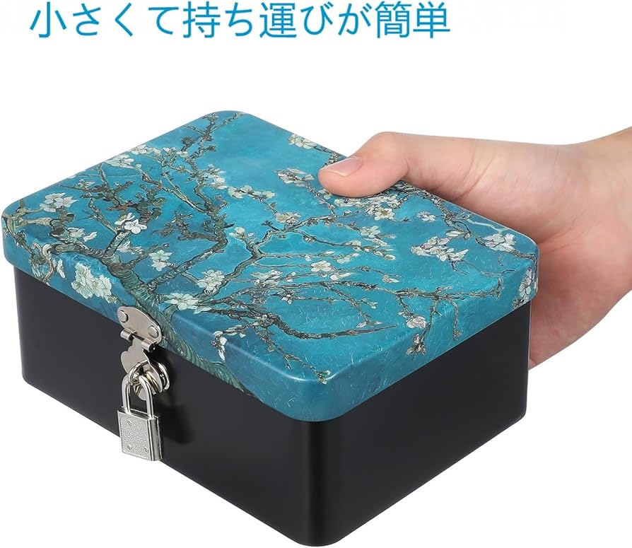 Amazon｜LALAFINA 鍵付きブリキ収納ボックス 6.89X5.12X2.95インチ