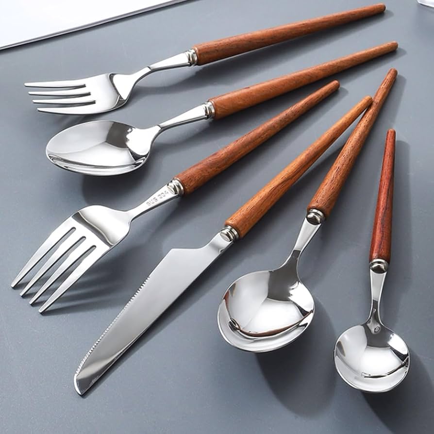 Amazon｜カトラリーセット カトラリーセット 木製ハンドル ナイフ