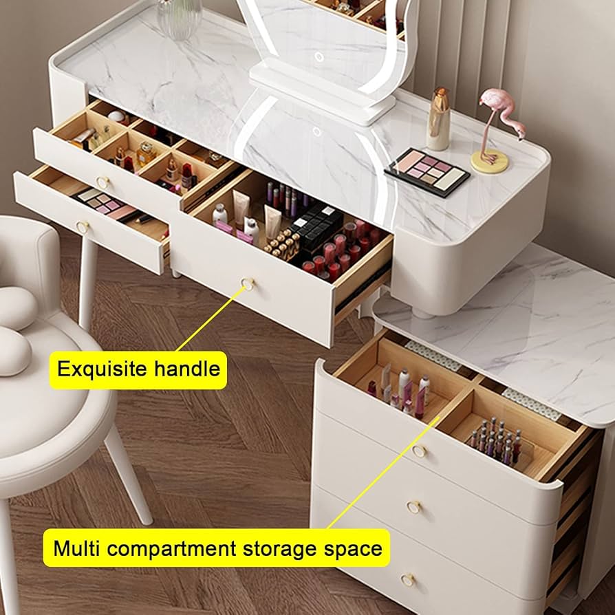 Amazon｜ドレッサー ル360°回転ミラー、LED照明付き化粧台、鏡台デスク