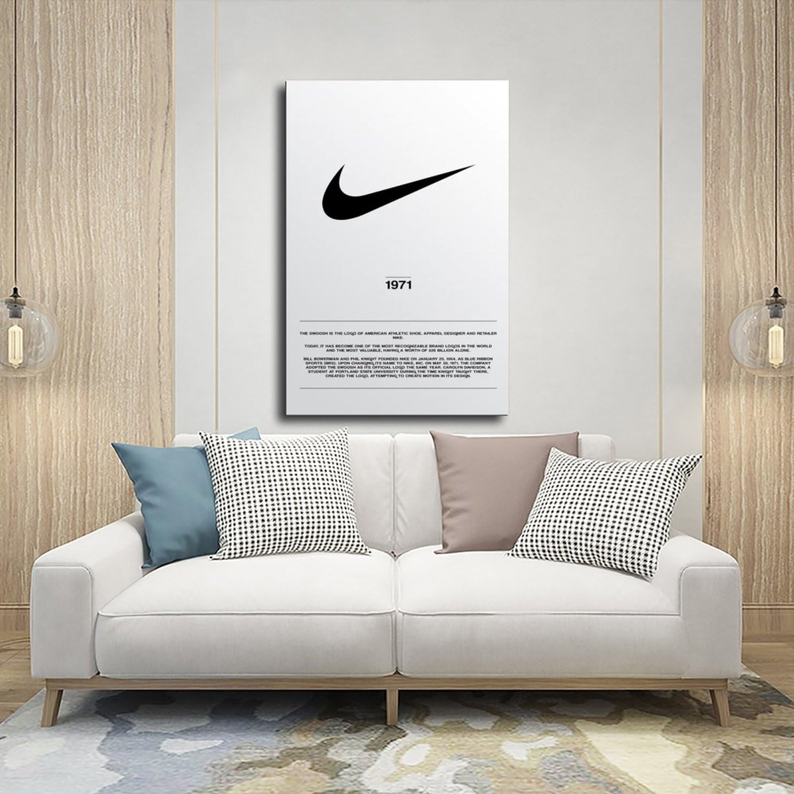 TONFON Nike 1971 Logo And History Wall Art Deco Poster Canvas