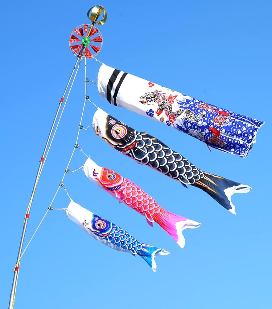 Amazon | 鯉のぼり1.3m金昇龍吹き流しこいのぼりフルセット 設置金具付