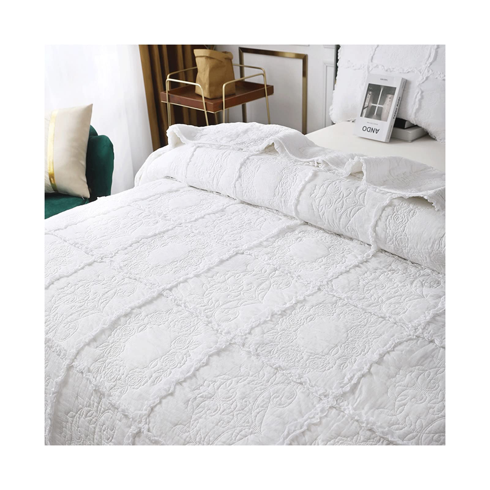 Amazon｜ベッドスプレッド コットンキルト3点セット クイーンサイズ