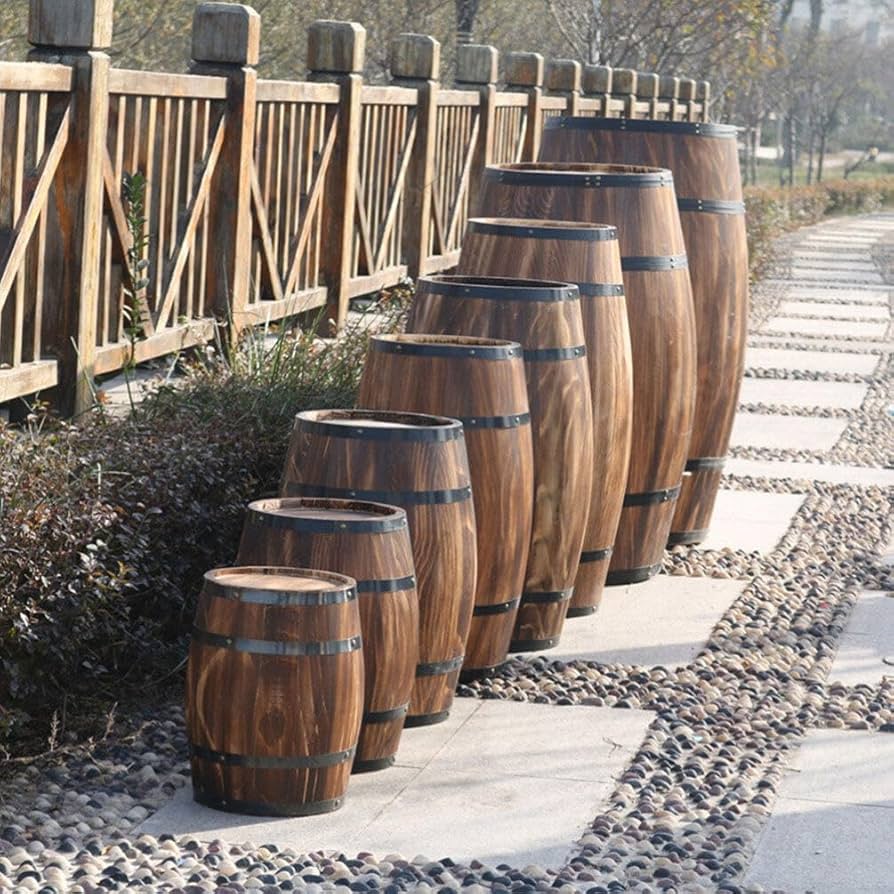 Amazon｜UPKOCH ウイスキー 樽 木製 樽 プランター ワイン 樽 植物