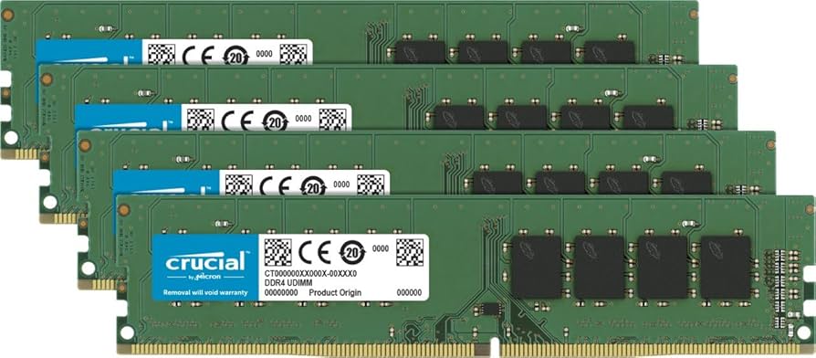 Crucial 32GB Kit (8GBx4) DDR4 2666 MT/s (PC4-21300) SR x8 DIMM 288