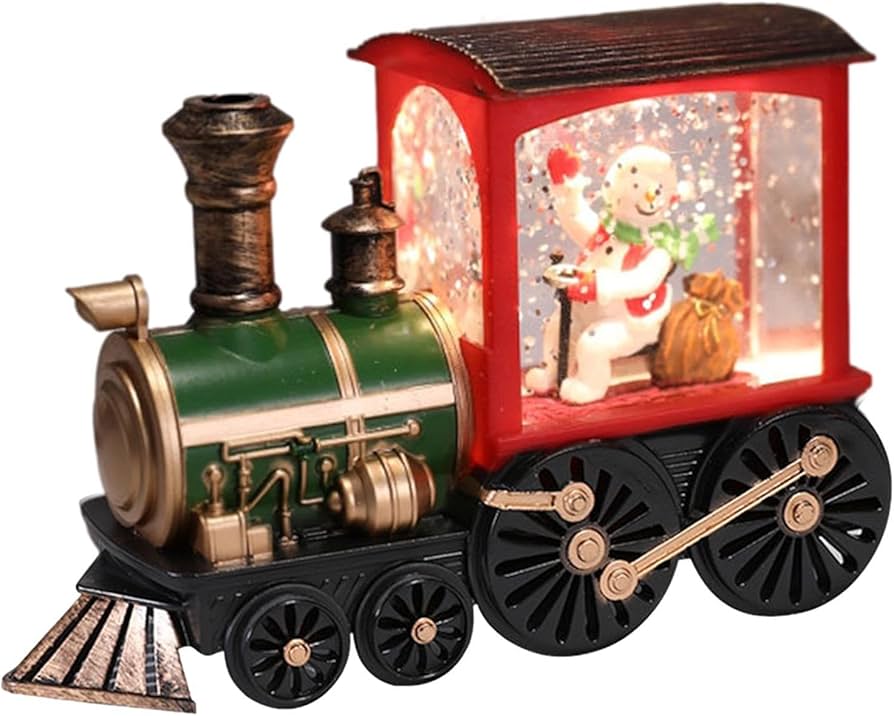 Amazon.co.jp: スノードームトレイン - LEDライト付きレトロな雪だるま