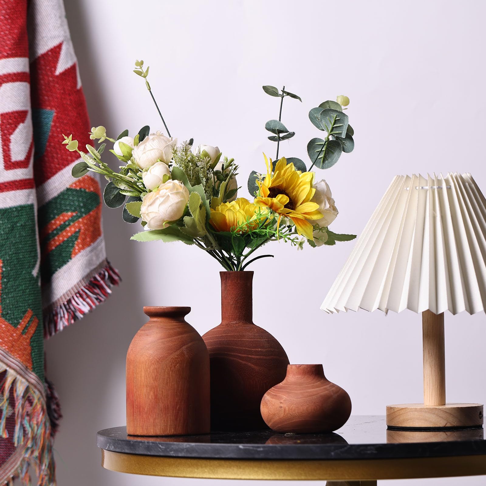 Amazon.co.jp: 木製花瓶3個(ブラウン) : ホーム＆キッチン