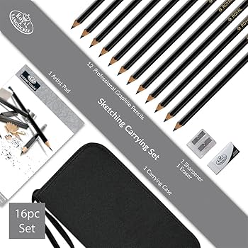 Amazon.com: Drawing and Sketching Pencil Set In Zippered Carrying Case