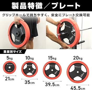 Amazon.co.jp: グロング バーベル バーベルセット 80kg プレート