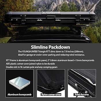 Amazon.co.jp: YOUNGHUNTER ルーフトップテント 三角形 1-2人用 アルミ