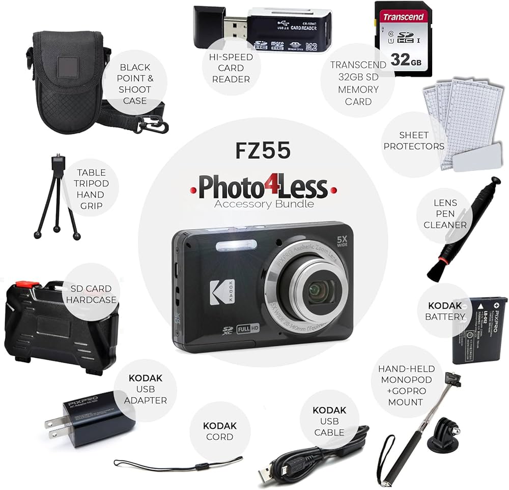 Amazon | Kodak PIXPRO FZ55 デジタルカメラ(ブラック) + 32GB