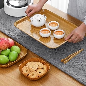 Amazon | スナックプレート 木製食器 木製サービスキッチン角プレート