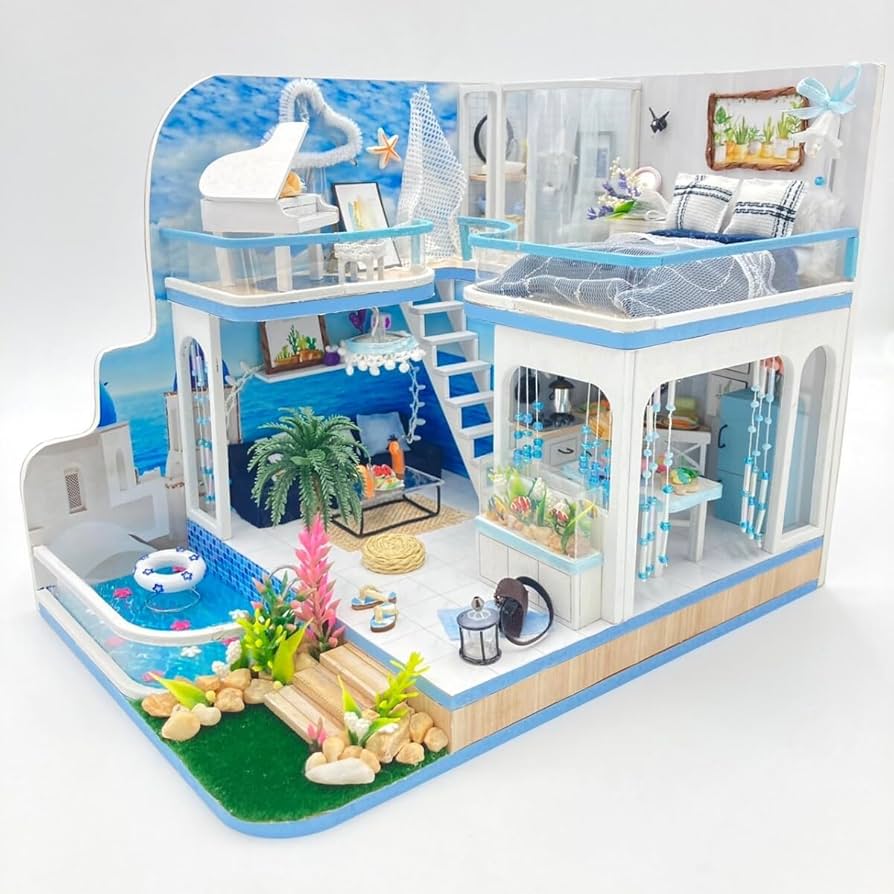Amazon.co.jp: ドールハウス完成品 ミニチュアハウス ドールハウス 海
