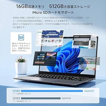 Amazon.co.jp: Bmax ノートパソコン 軽量 N95ノートpc 2024新版 15.6