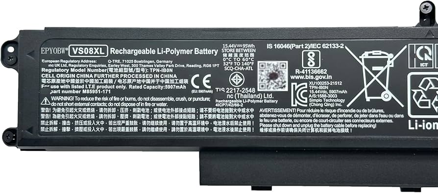 Amazon.com: EPYOBW VS08XL Laptop Battery 95Wh Compatible with HP
