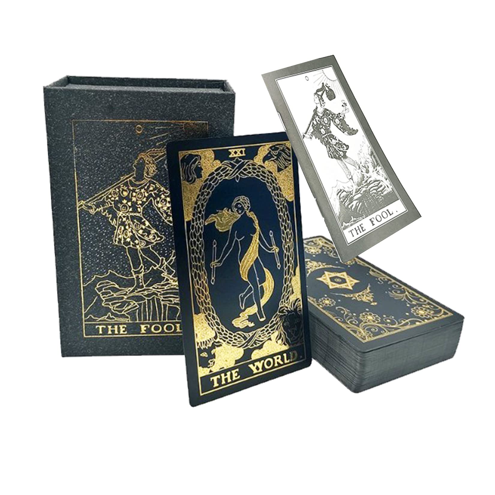 Amazon | タロットカードデッキ、英語説明書、ゴールドフォイル