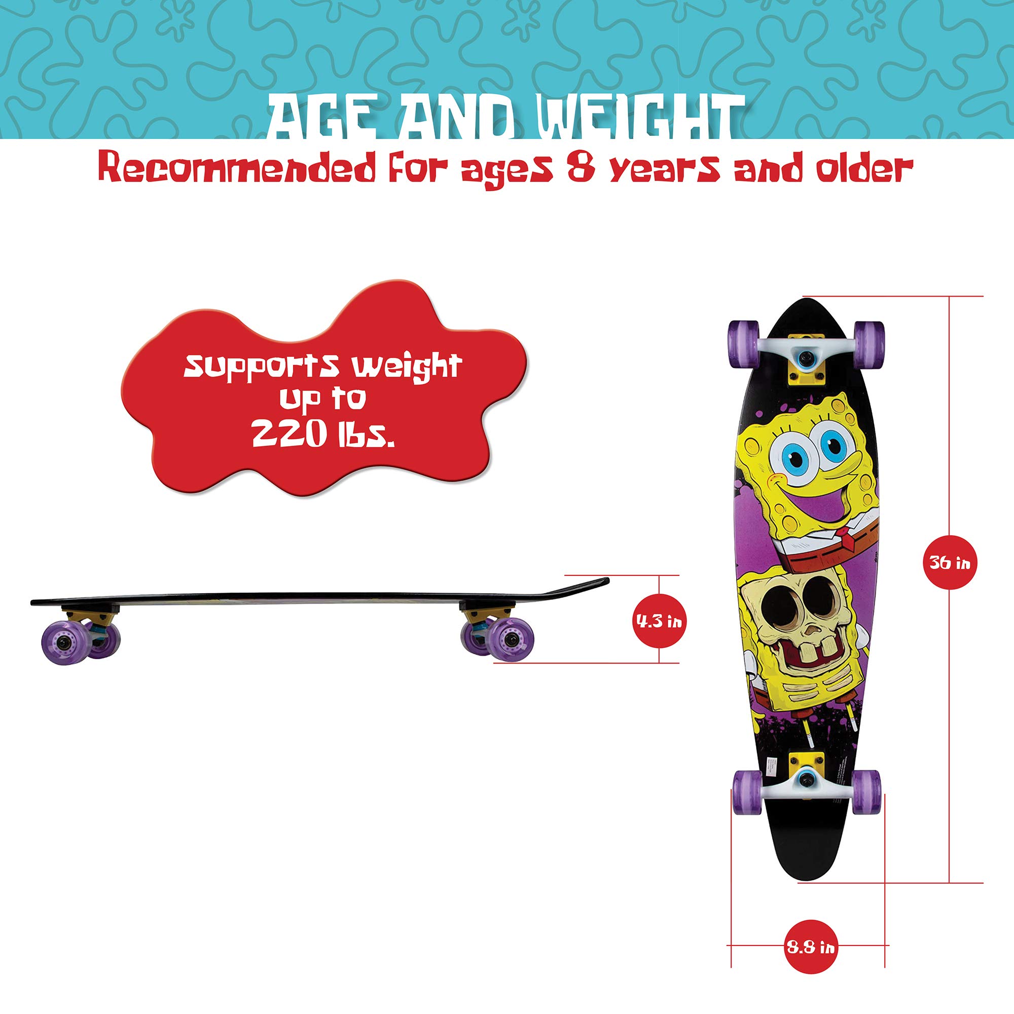 Amazon | Kryptonics スポンジボブ 36インチ ロングボードコンプリート