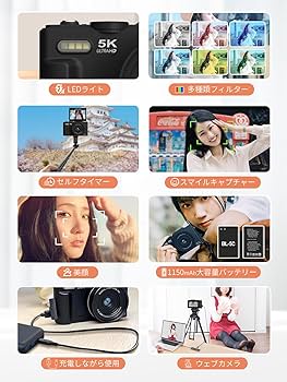 Amazon | AiMike 5K デジカメ スマホに送れる デジタルカメラ WIFI転送