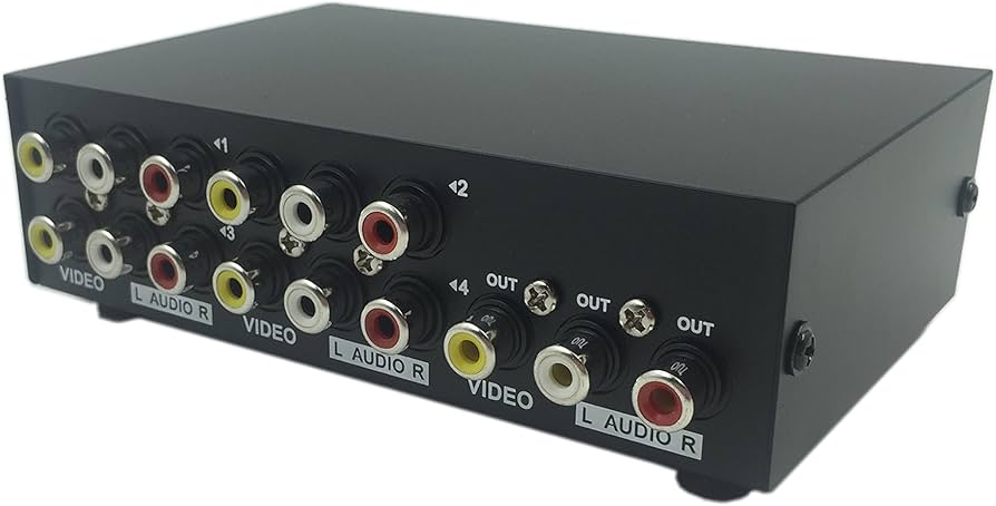 Amazon | CERRXIAN 4ポート4入力1出力ビデオオーディオAVスイッチ