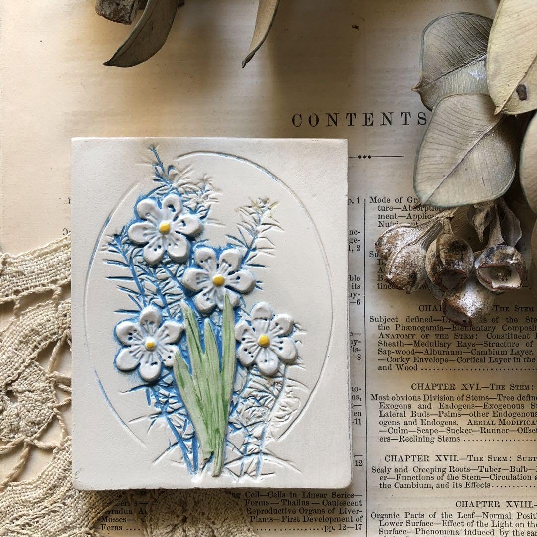 Amazon.co.jp: 白い花の小さな陶板 ／Jie Gantofta ジイガントフタ