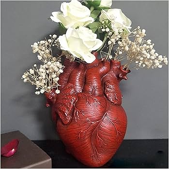 Amazon.co.jp: 解剖学的なハートの花瓶、ハート型の樹脂製の花瓶