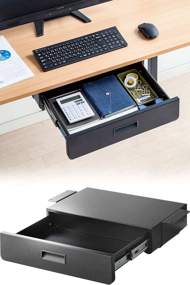 Amazon | サンワダイレクト デスク下 引き出し 後付け 収納 木ネジ固定