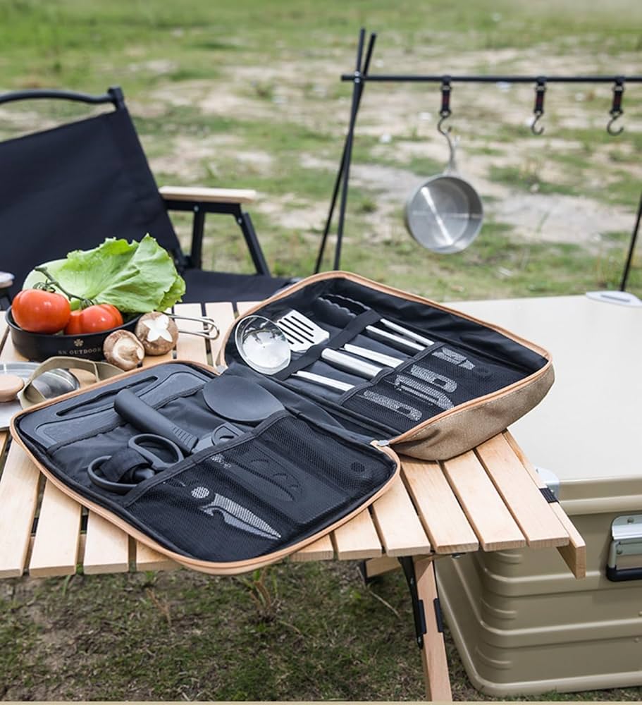 Amazon.co.jp: キャンプ用調理器具セット、8点セット バーベキュー BBQ