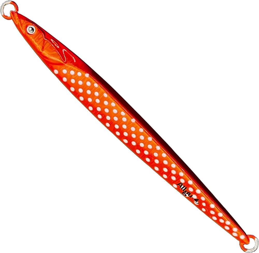 Amazon.co.jp: Allgu メタルジグ 弐号 80g ケイムラ アカオレドット