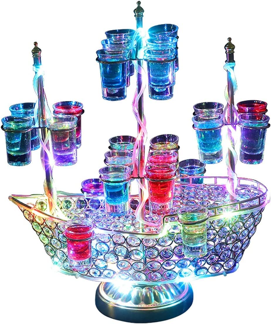 Amazon｜テキーラ 船 25MLのワイングラス24個付き テキーラ観覧車 LED