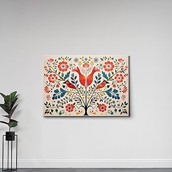 Amazon.com: Nordic Garden, Scandinavian Folk Art Birds and Flowers