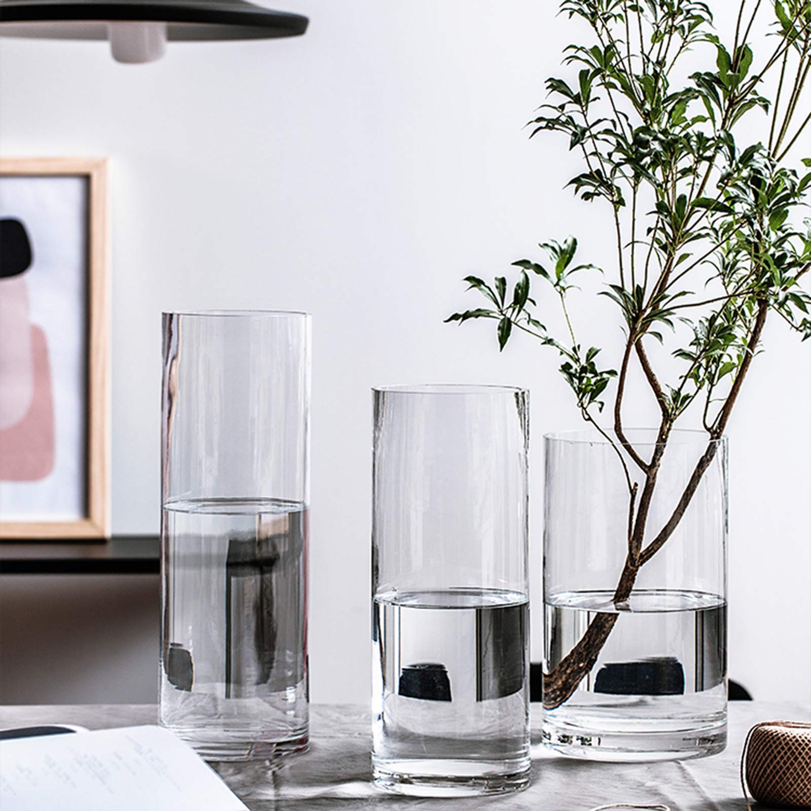 Amazon.co.jp: 円筒形ガラス花瓶、高さ25/30/35/40/50/60センチ