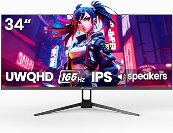 Amazon.co.jp: CRUA ゲーミング モニター 34インチ 165Hz UWQHD