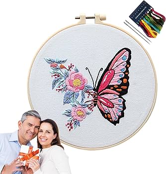 Amazon | ノーブランド品 蝶の刺繍、初心者向けの蝶の刺繍キット