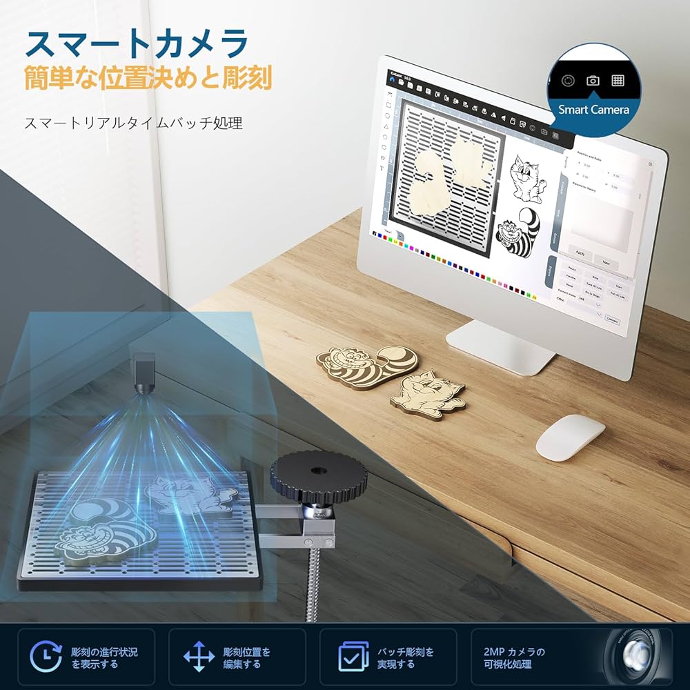 Amazon.co.jp: レーザー彫刻機,WAINLUX K8 10W ミニ密閉型ビジュアル