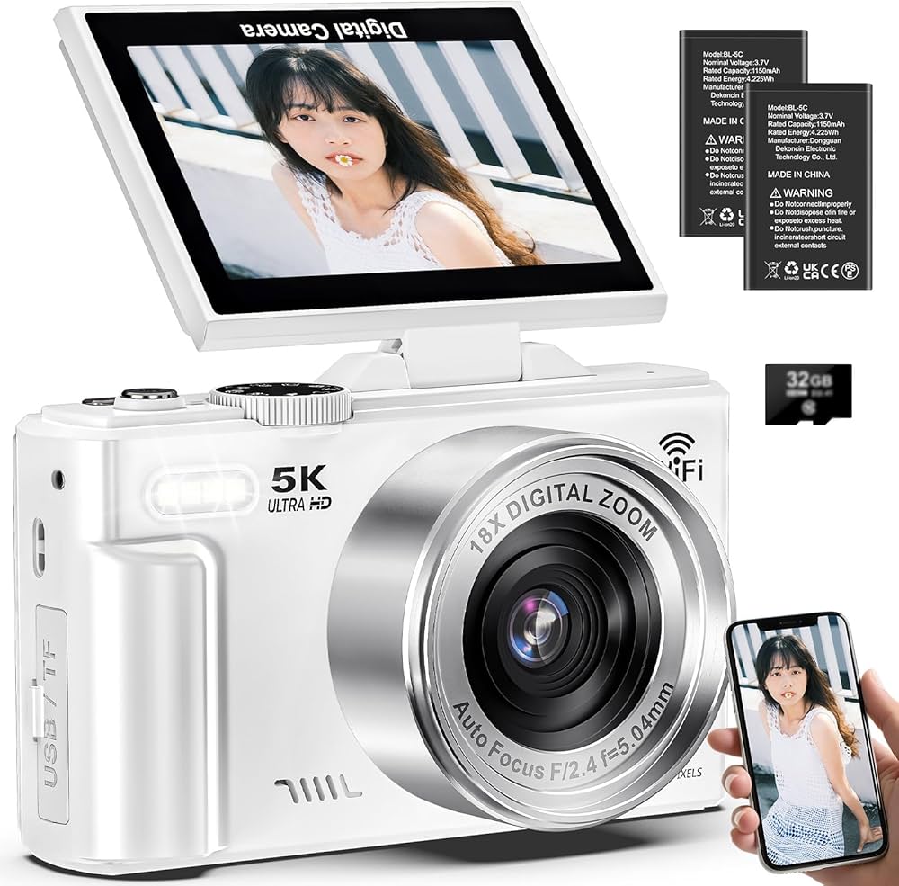 Amazon | デジカメ 5K録画 7500万画素 スマホに送れる デジタルカメラ