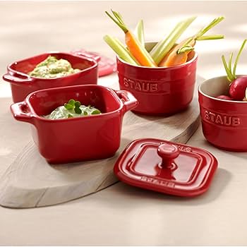 Amazon.co.jp: staub ストウブ 「 スクエア ココット ペア チェリー