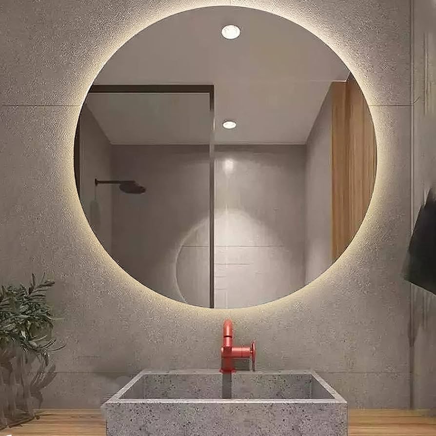 Amazon｜LED ミラー 円形 丸型 壁掛 洗面台 浴室用ミラー 化粧鏡 お