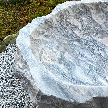 Amazon.co.jp: 大理石 つくばい 手水鉢 石 睡蓮鉢 大型 おしゃれ B