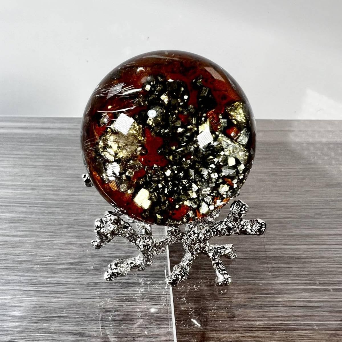 Amazon.co.jp: パイライト&オレンジガーデンクォーツ共生 スフィア 6